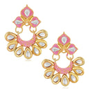 Mahi Traditional Floral Chandbali Kundan and Light Pink Meenakariwork Earrings for Women (ER1109677G)