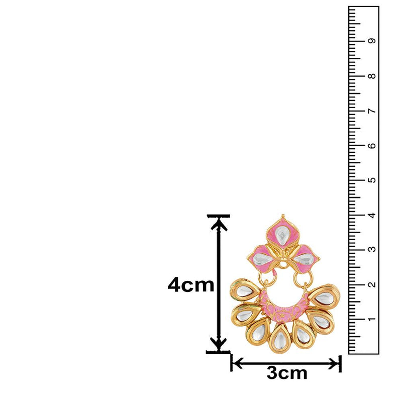 Mahi Traditional Floral Chandbali Kundan and Light Pink Meenakariwork Earrings for Women (ER1109677G)