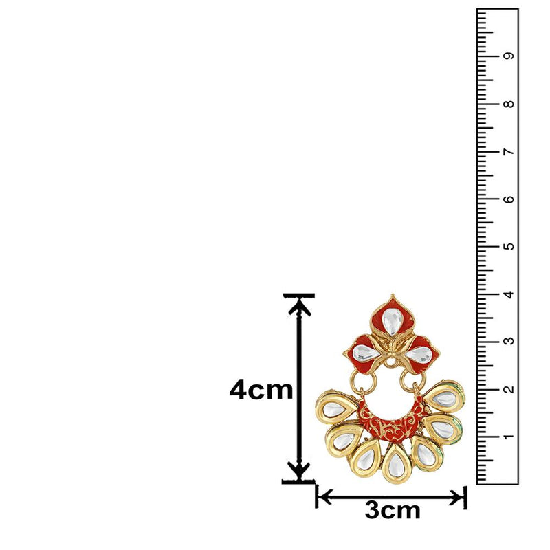 Mahi Traditional Floral Chandbali Kundan and Orange Meenakariwork Earrings for Women (ER1109678G)