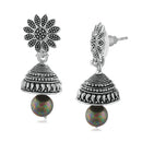 Mahi Meenakari Work Black Artificial Bead Floral Jhumka Drop Earrings for Women (ER1109683R)
