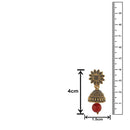 Mahi Meenakari Work Red Artificial Bead Floral Jhumka Drop Earrings for Women (ER1109689G)