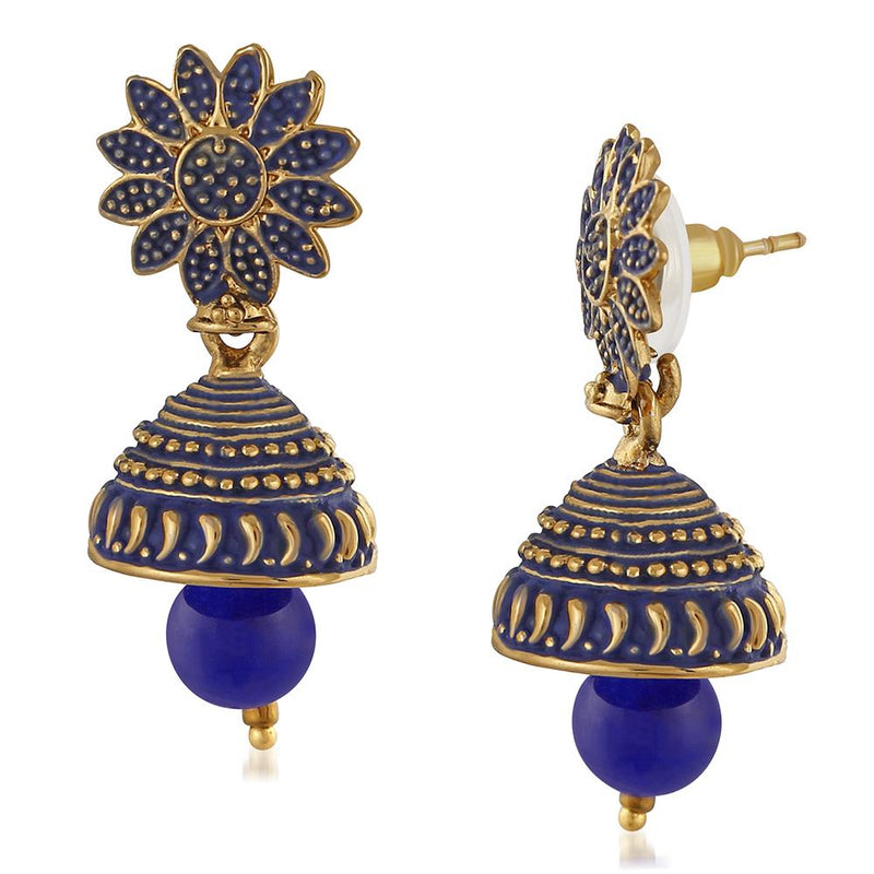 Flipkart.com - Buy MONKDECOR Stylish Silver Sunflower Jhumkas For Girls and  Women.(Blue Color) Brass Jhumki Earring Online at Best Prices in India