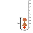 Mahi Meenakari Work Orange Artificial Bead Floral Jhumka Drop Earrings for Women (ER1109694G)