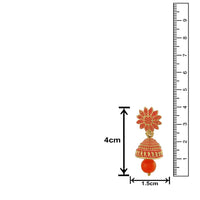 Mahi Meenakari Work Orange Artificial Bead Floral Jhumka Drop Earrings for Women (ER1109694G)