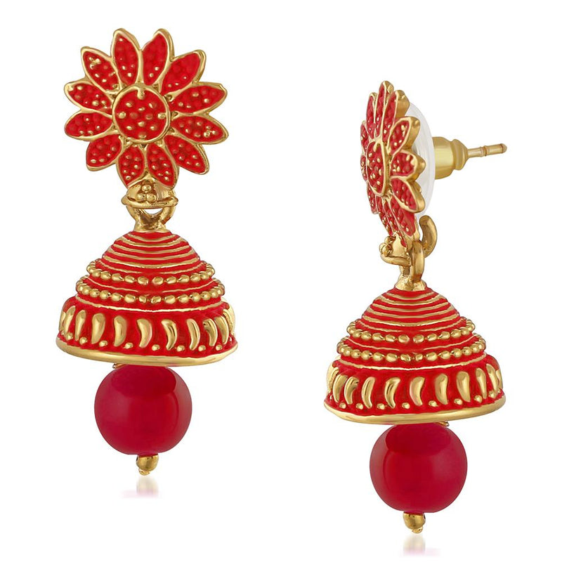 Buy Gold Plated Shells Gaurika Hand Embroidered Earrings by Vaidaan Online  at Aza Fashions.