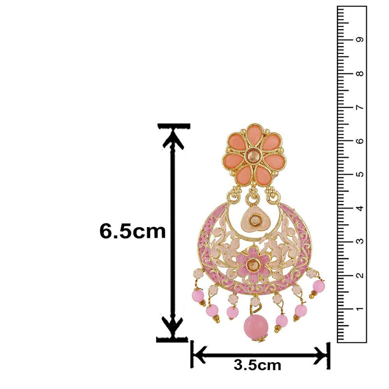 Mahi Meenakari Work Artificial Bead and Crystals Floral Dangle Drop Earrings for Women (ER1109698G)