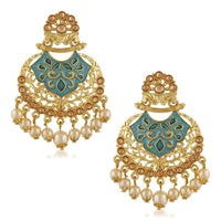 Mahi Traditional Dangler Earrings with Artifical Pearl Green Meenakariwork for Women (ER1109703G)