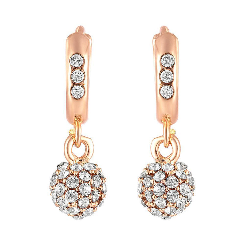 Mahi Rose Gold Plated Sparkling Crystals Ball Bali Earrings for Women (ER1109705ZWhi)