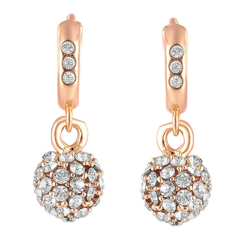 Mahi Rose Gold Plated Sparkling Crystals Ball Bali Earrings for Women (ER1109706ZWhi)