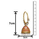 Mahi Orange Meenakari Work Enamelled Artificial Pearl Bali Jhumki Earrings for Women (ER1109718GOrg)