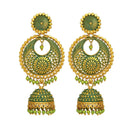 Mahi Green Meenakari Work Enamelled Artificial Pearl Dangle Jhumka Earrings for Women (ER1109719GGre)