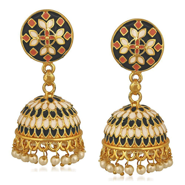 Bhavi Jewels Gold Plated Mennakari Jhumki Earrings