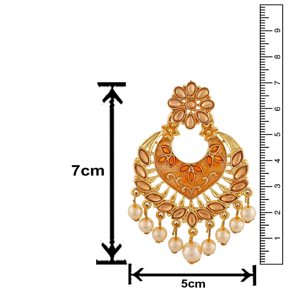 Mahi Traditional Dangler Earrings with Artifical Pearl Meenakariwork for Women (ER1109749GOrg)