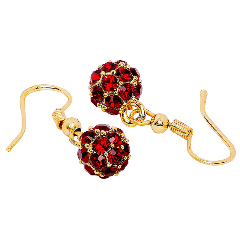 Mahi Royal Sparklers Red Crystals Ball Earrings for Women (ER1109760GRed)