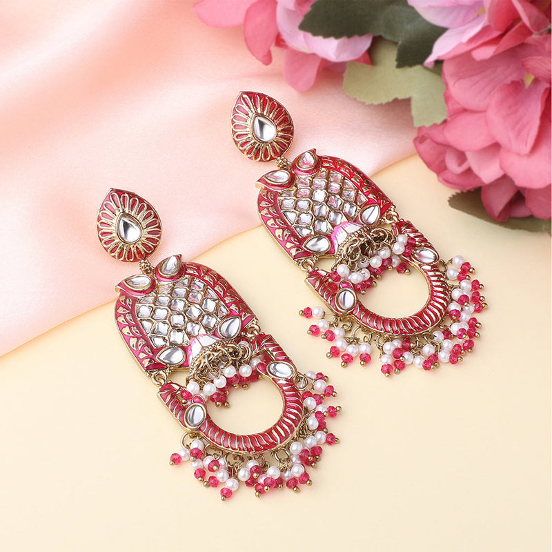 Buy Heavy Earrings Traditional Ethnic Pink Bead Pearls for Women and Girls  at Amazon.in