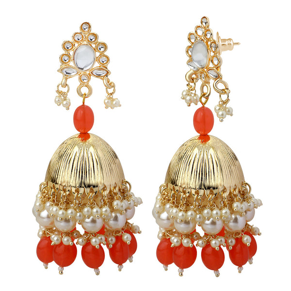 Buy The Elegant Motifs (Orange & Pink) Embroidered Oxidised Earrings for  Women and Girls at Amazon.in