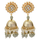 Mahi Gold Plated Light Grey and White Artificial Pearls Indian Traditiol Jhumka Earring for Women (ER1109816GLGry)