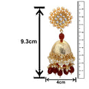 Mahi Gold Plated Maroon and White Artificial Pearls Indian Traditiol Ethnic Jhumka Earring for Women (ER1109817GMar)