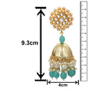 Mahi Gold Plated Aqua Blue and White Artificial Pearls Indian Traditiol Ethnic Jhumka Earring for Women (ER1109818GABlu)