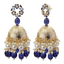 Mahi Beautifully Dark Blue Emelled Pearl Drop Ethnic Floral Jhumka Earring for Women (ER1109820GDBlu)