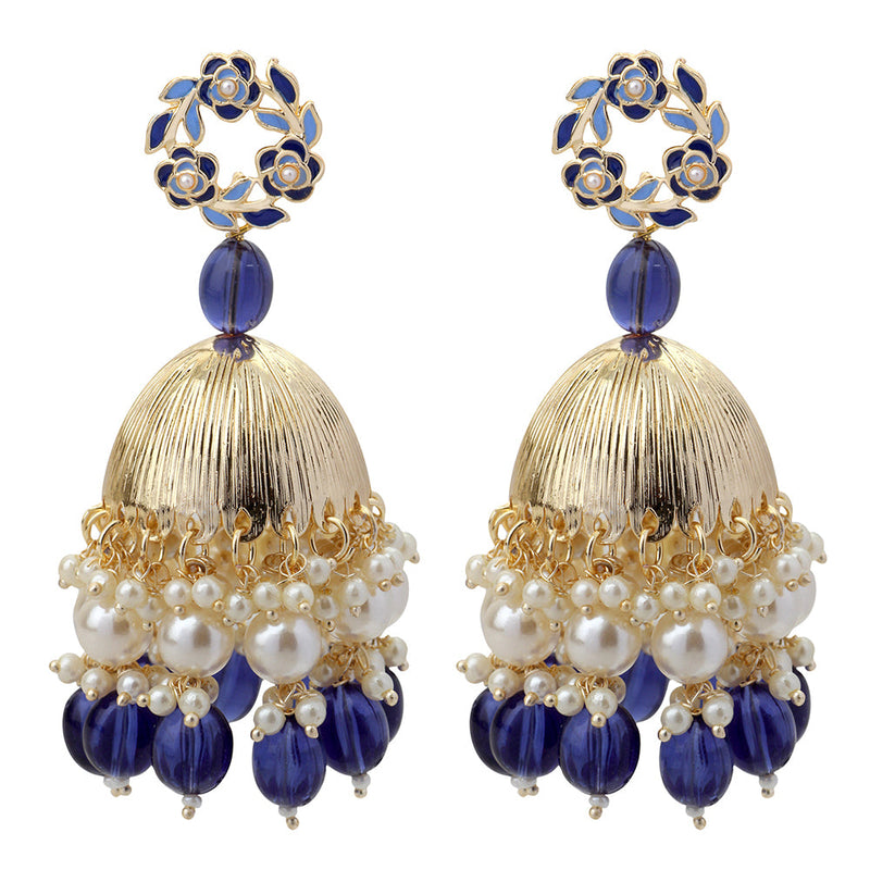 Royal Blue colour Crystal studded Designer Jhumka earrings for womenGirls   Fashionhaat