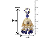 Mahi Beautifully Dark Blue Emelled Pearl Drop Ethnic Floral Jhumka Earring for Women (ER1109820GDBlu)