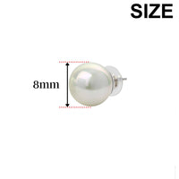 Mahi Rhodium Plated Classic White Artificial Pearl Stud Earrings for Women (ER1109822RWhi_08mm)