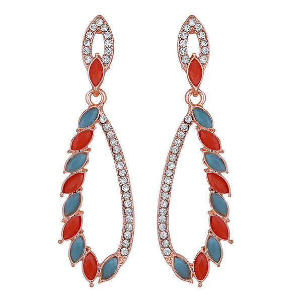 Mahi Rose Gold Plated Multicolor Sparkling Crystals Stunning Dangler Earrings For Women (ER1109830ZMul)