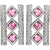 Mahi Swarovski Crystals Pink Square Earrings