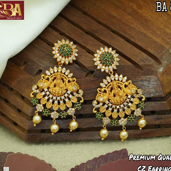 Bhargav Arts Gold Plated Temple Dangler Earrings