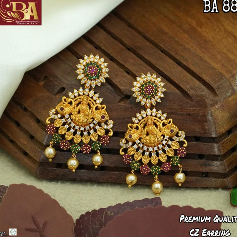 Bhargav Arts Gold Plated Temple Dangler Earrings