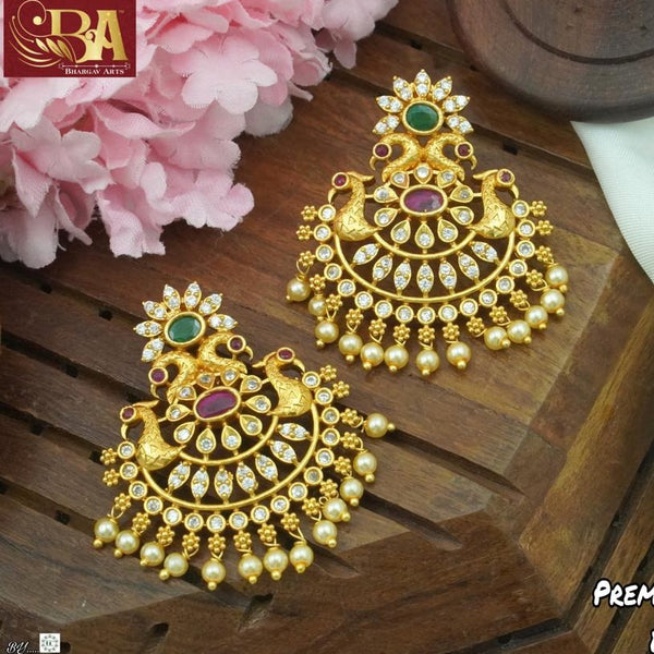 Bhargav Arts Gold Plated Pota Stone Dangler Earrings