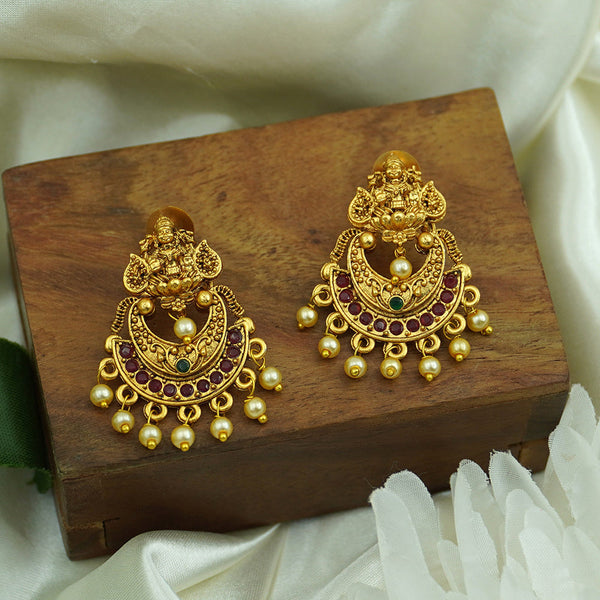 Diksha Collection Gold Plated Pota Stone Dangler Earrings