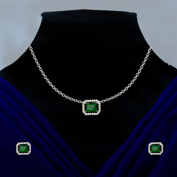 Nipura Emerald Baguette Zircon Necklace-set