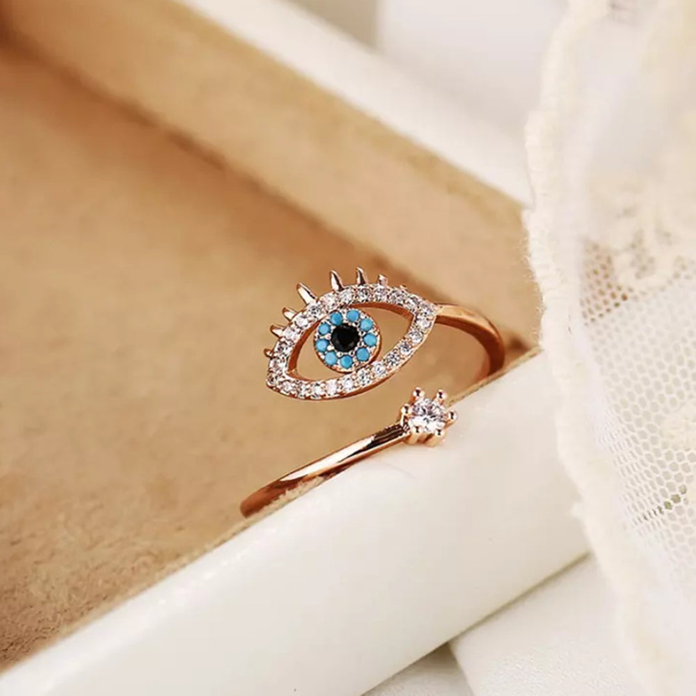 Evil Eye Ring, Evil Eye Ring Rose Gold, All Seeing Eye, Protective Ring,  Wrap Ring, Dainty Circle Ring, Turkish Eye Ring, Blue Evil Eye - Etsy