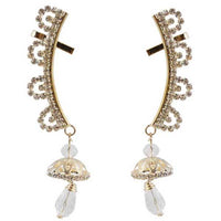 Tip Top Fashions White Austrian Stone Gold Plated Ear Cuff - 1303005