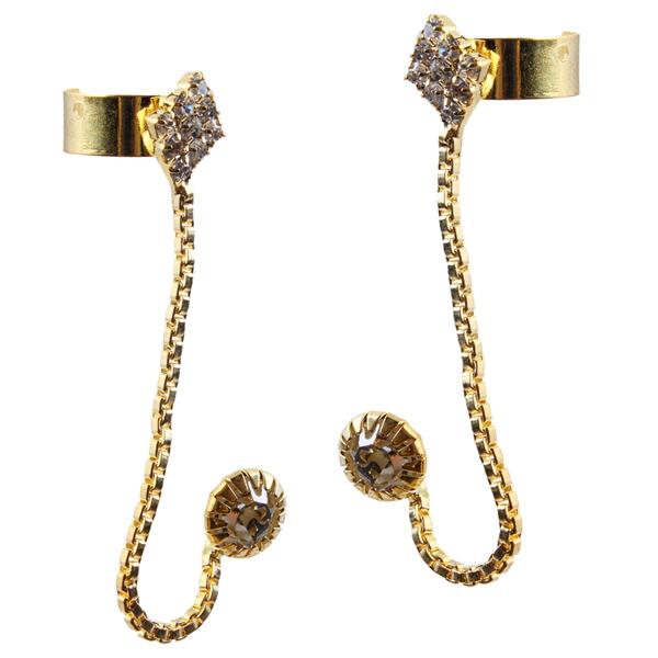 Tip Top Fashions Austrian Stone Gold Plated Ear Cuff - 1303302