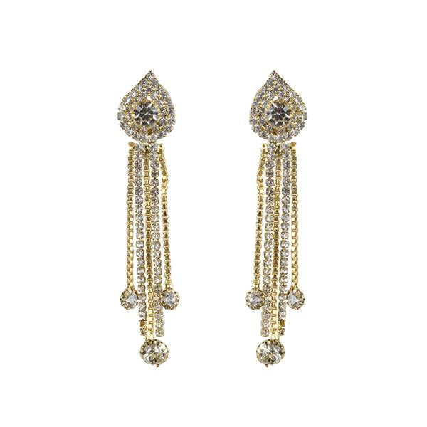 Tip Top Fashions Austrian Stone Gold Plated Dangler Earrings - 1303307