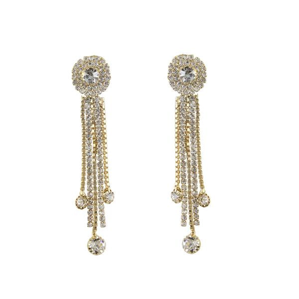 Tip Top Fashions Austrian Stone Gold Plated Dangler Earrings - 1303308
