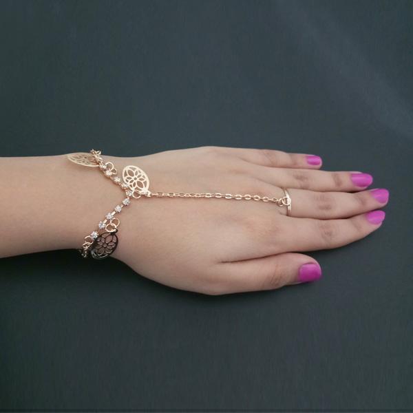 Eugenia Gold Plated Austrian Stone Chain Hand Harness - 1502347