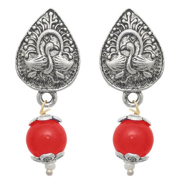 The99jewel Pearl Drop Antique Silver Plated Duck Design Earring - 1309001D