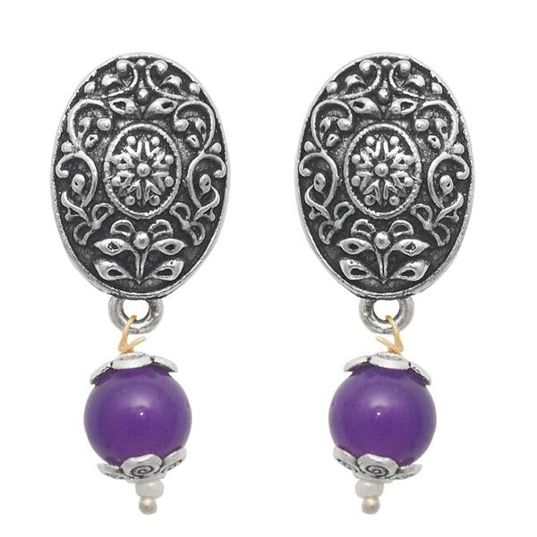 The99jewel Pearl Drop Antique Silver Plated Floral Design Earring - 1309002A