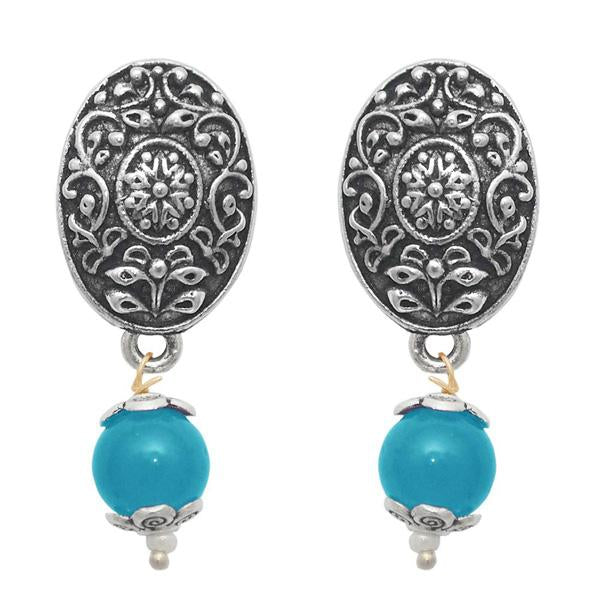 The99jewel Blue Pearl Plated Floral Design Earring - 1309002I