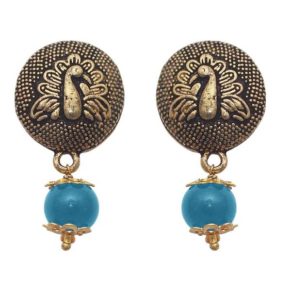 The99jewel Pearl Drop Antique Silver Plated Peacock Design Earring - 1309003A