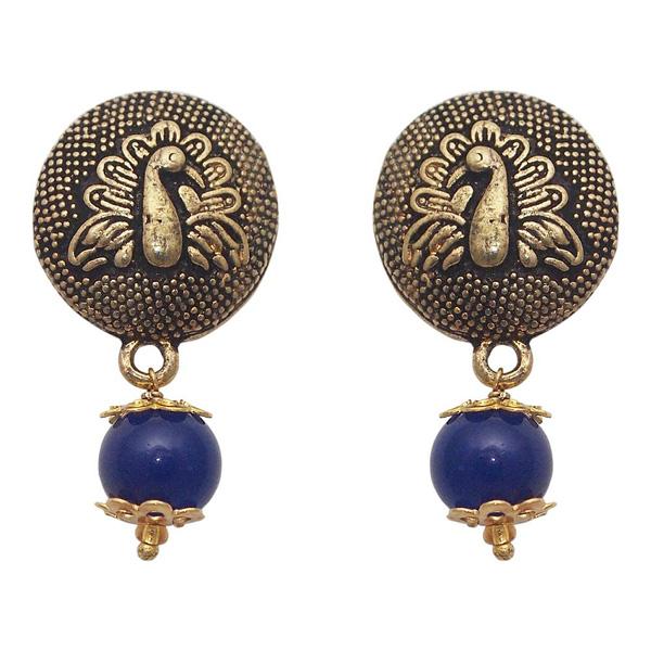 The99jewel Pearl Drop Antique Peacock Design Earring - 1309003D