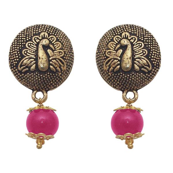 The99jewel Pearl Drop Antique Peacock Design Earring - 1309003E