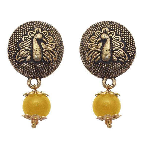 The99jewel Pearl Drop Antique Peacock Design Earring - 1309003I