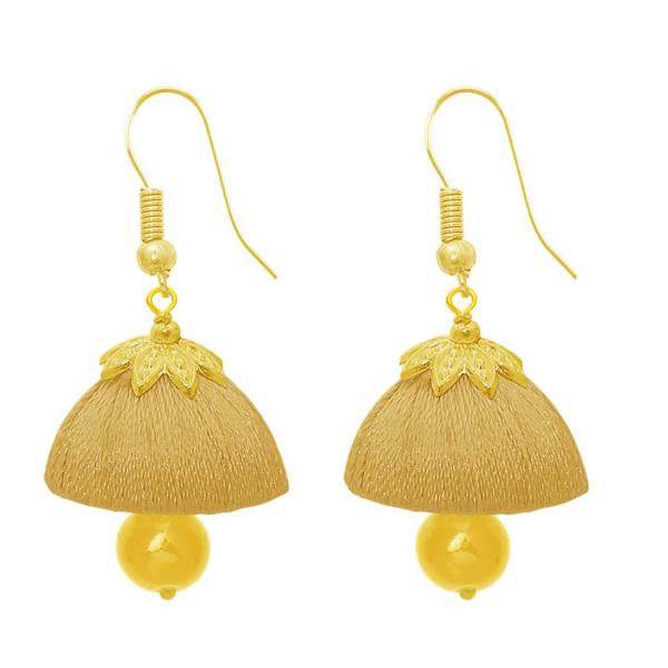 The99jewel Yellow Pearl Drop Gold Plated Thread Jhumki - 1309013d