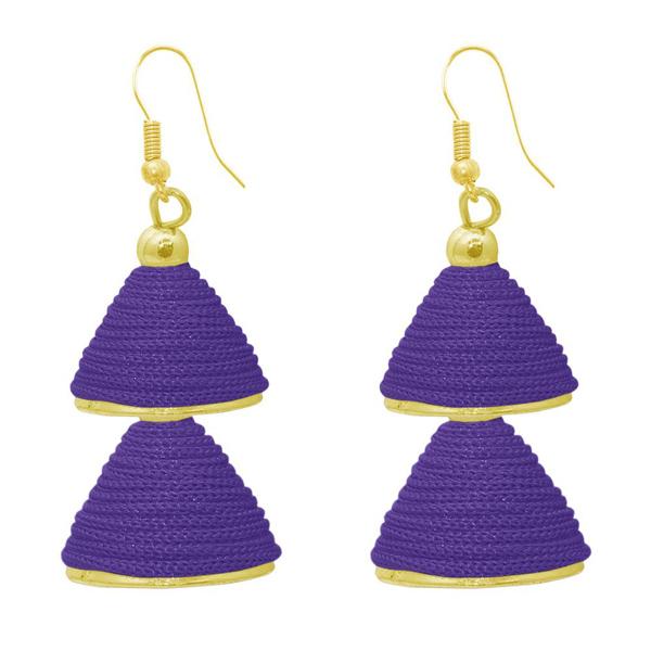 The99jewel Purple Gold Plated Double Jhumki Thread Earring - 1309016D