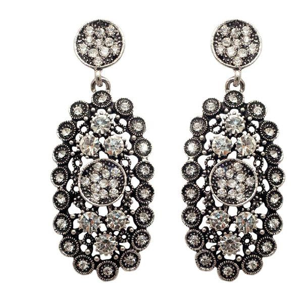 Jeweljunk Marcasite Stone Oxidised Dangler Earring - 1307744A